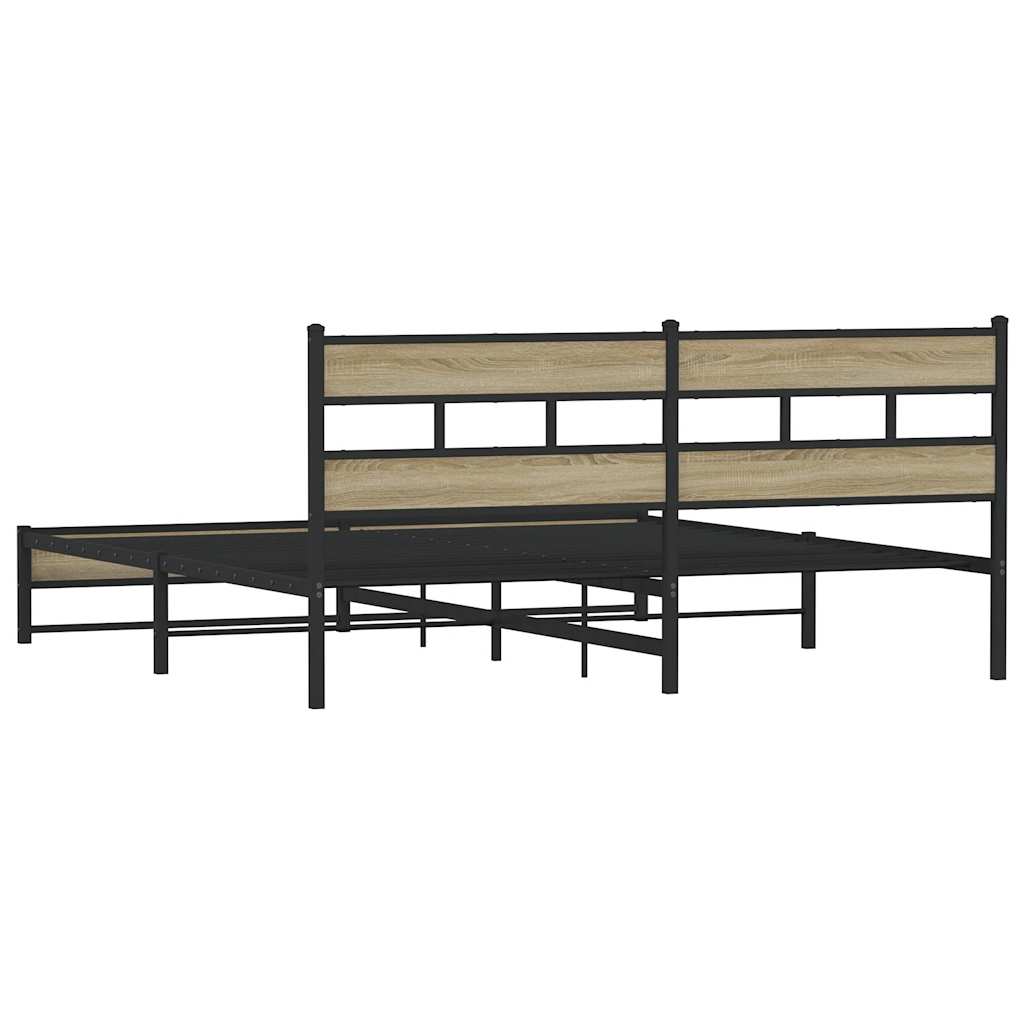 sonoma tölgy színű fém ágykeret matrac nélkül 200 x 200 cm