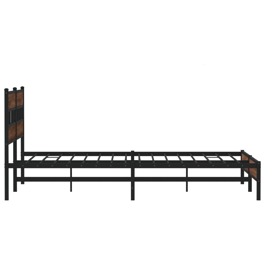 barna tölgy színű fém ágykeret matrac nélkül 200 x 200 cm