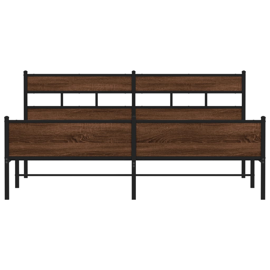 barna tölgy színű fém ágykeret matrac nélkül 200 x 200 cm
