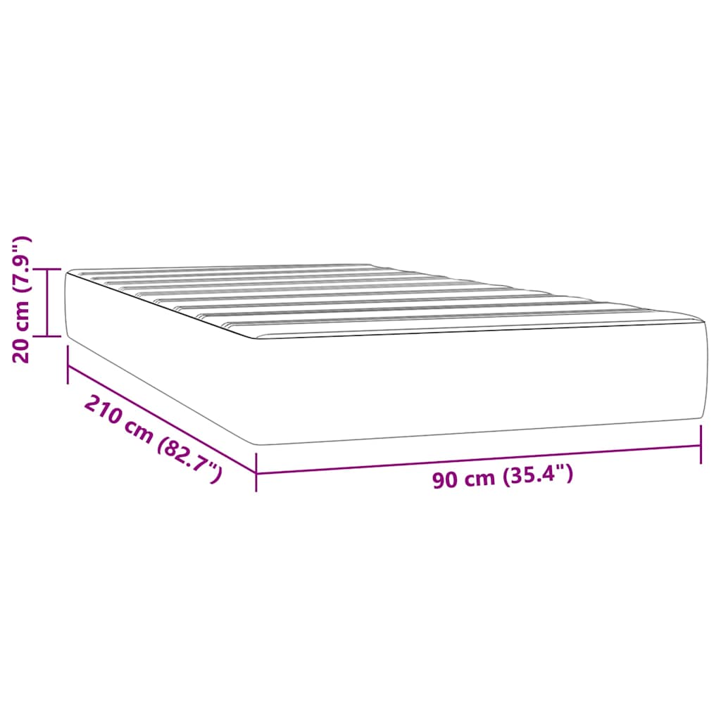 sötétkék bársony zsebrugós ágymatrac közepes keménységű 90x210x20 cm