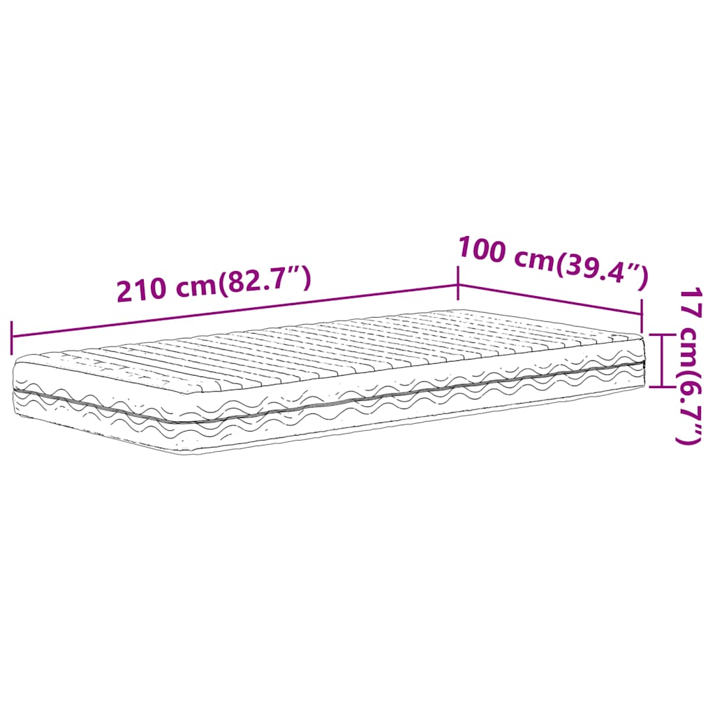 fehér H2/H3 keménységű habmatrac 100 x 210 cm