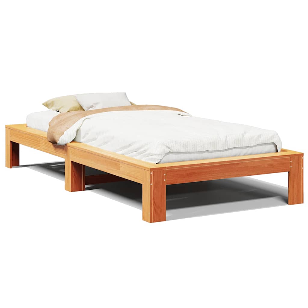 viaszbarna tömör fenyőfa ágy matrac nélkül 100 x 200 cm