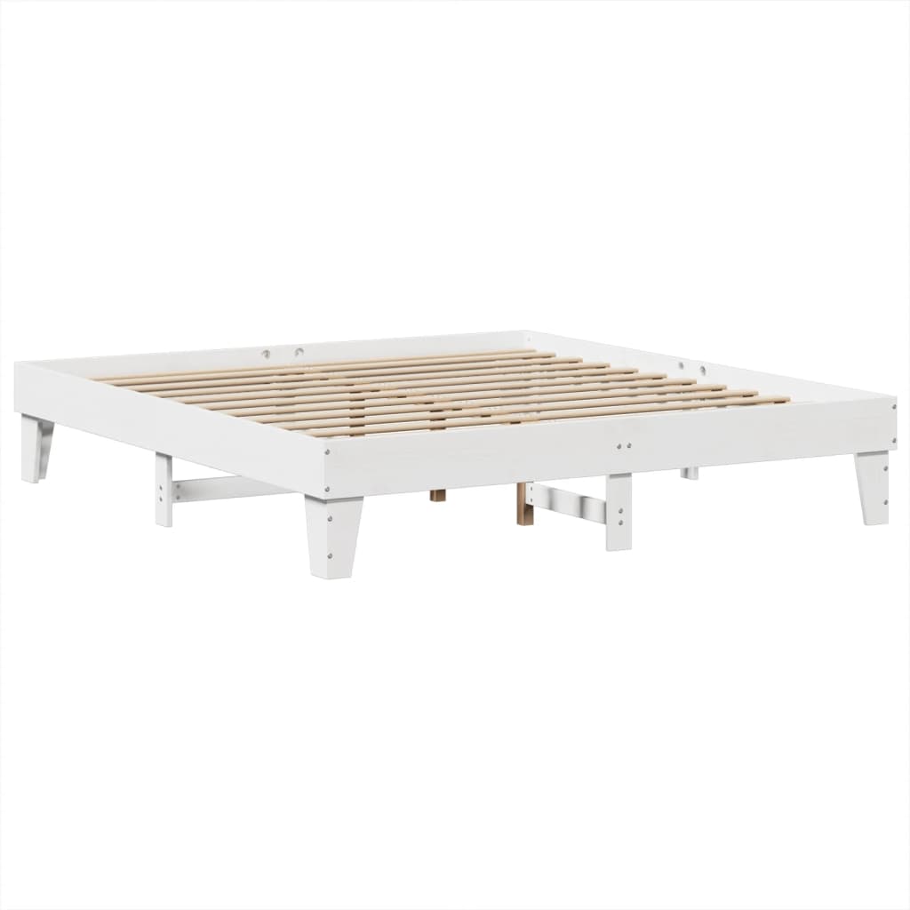 fehér tömör fenyőfa ágy matrac nélkül 200 x 200 cm