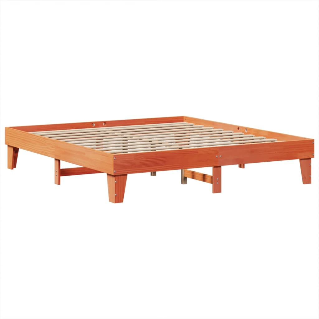 viaszbarna tömör fenyőfa ágy matrac nélkül 200 x 200 cm