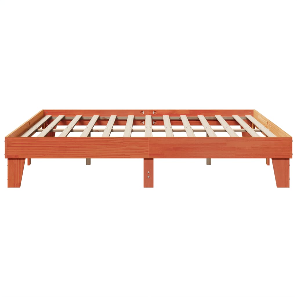 viaszbarna tömör fenyőfa ágy matrac nélkül 200 x 200 cm