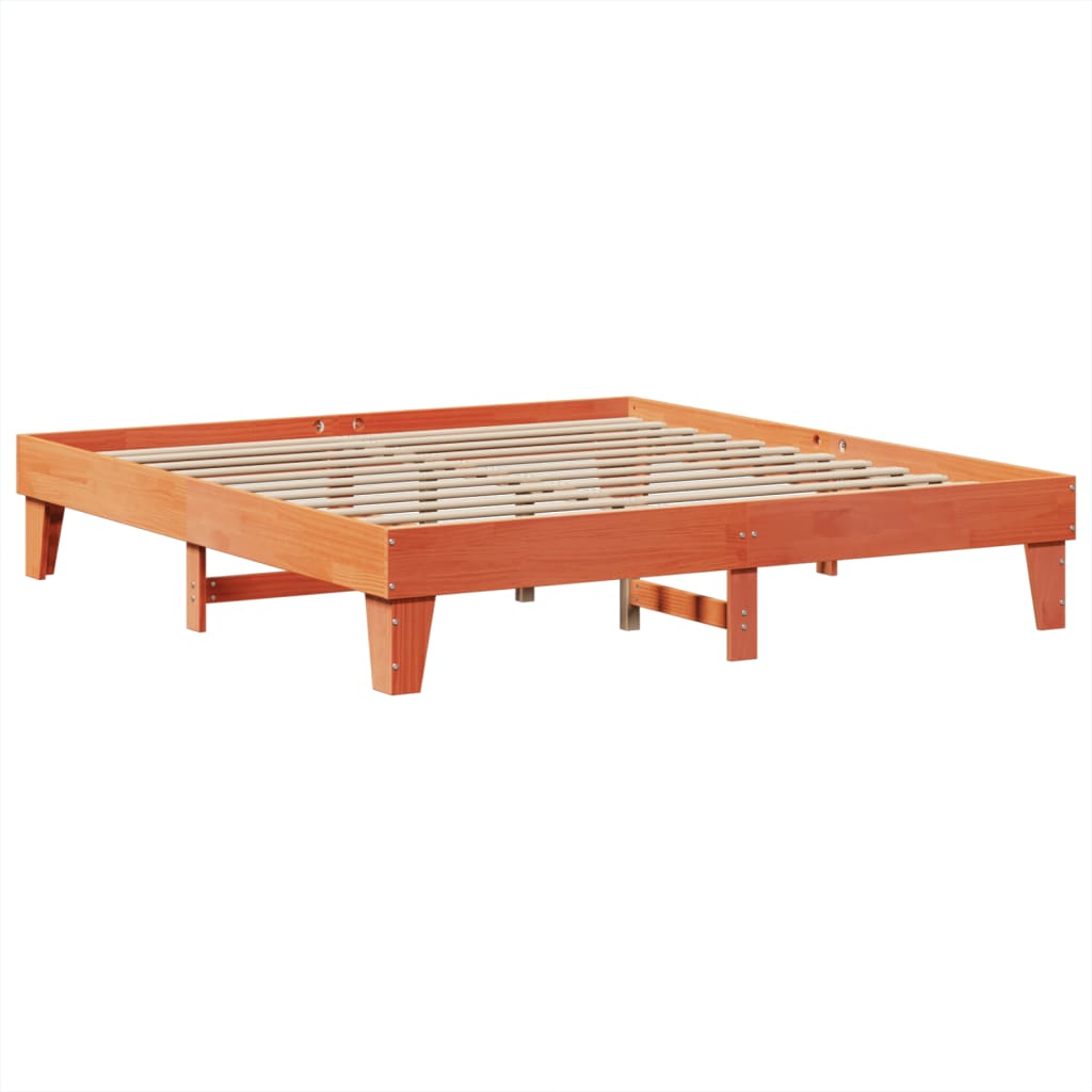 viaszbarna tömör fenyőfa ágy matrac nélkül 200 x 200 cm