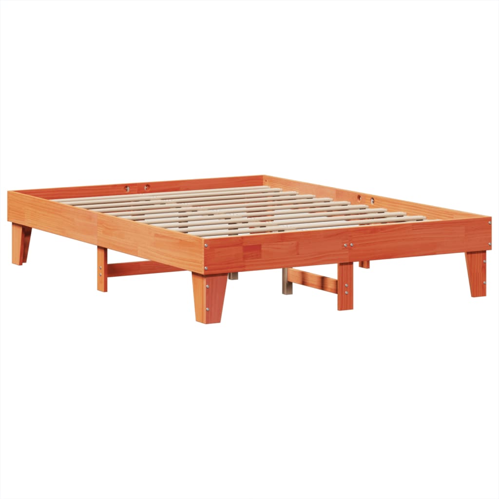 viaszbarna tömör fenyőfa ágy matrac nélkül 150 x 200 cm