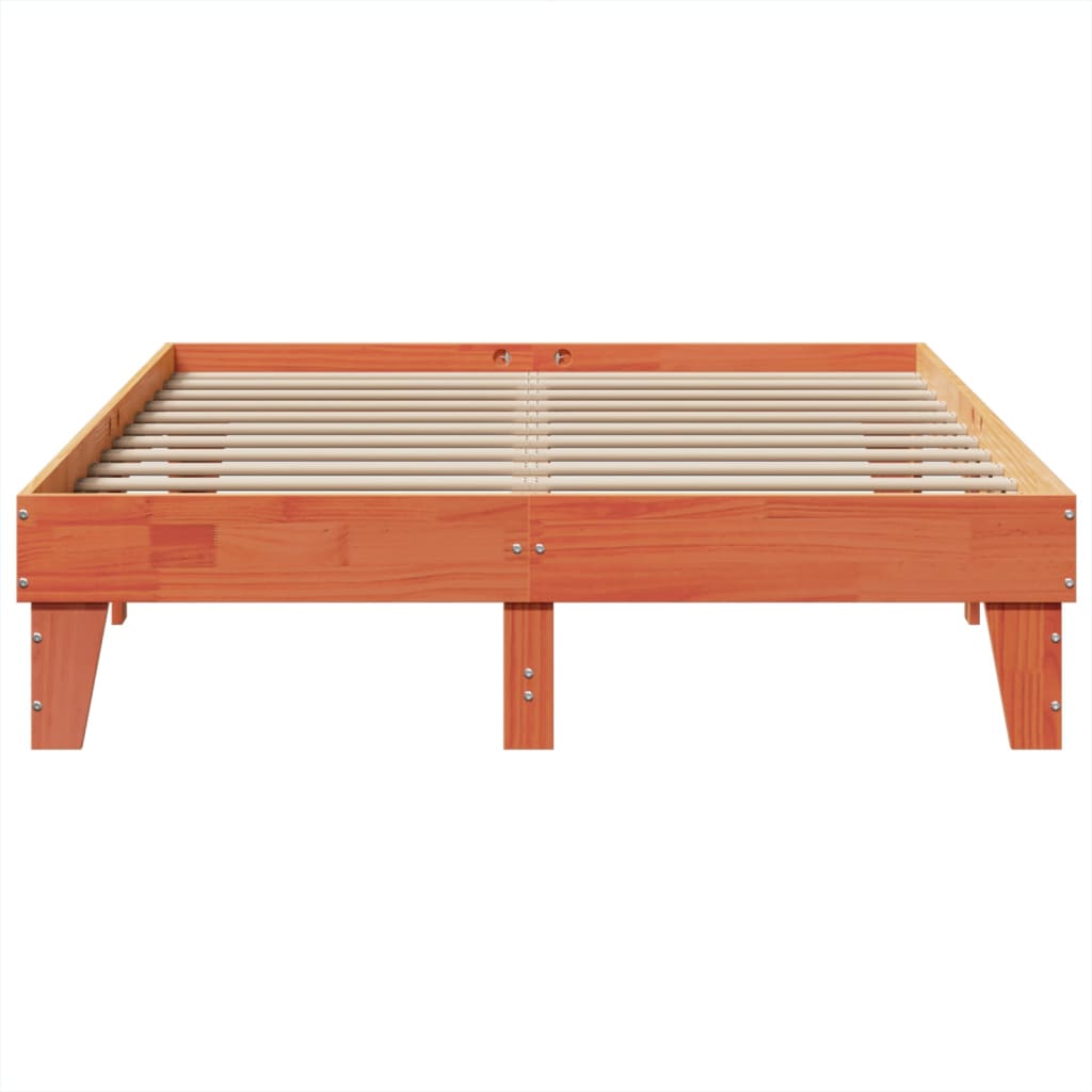 viaszbarna tömör fenyőfa ágy matrac nélkül 150 x 200 cm