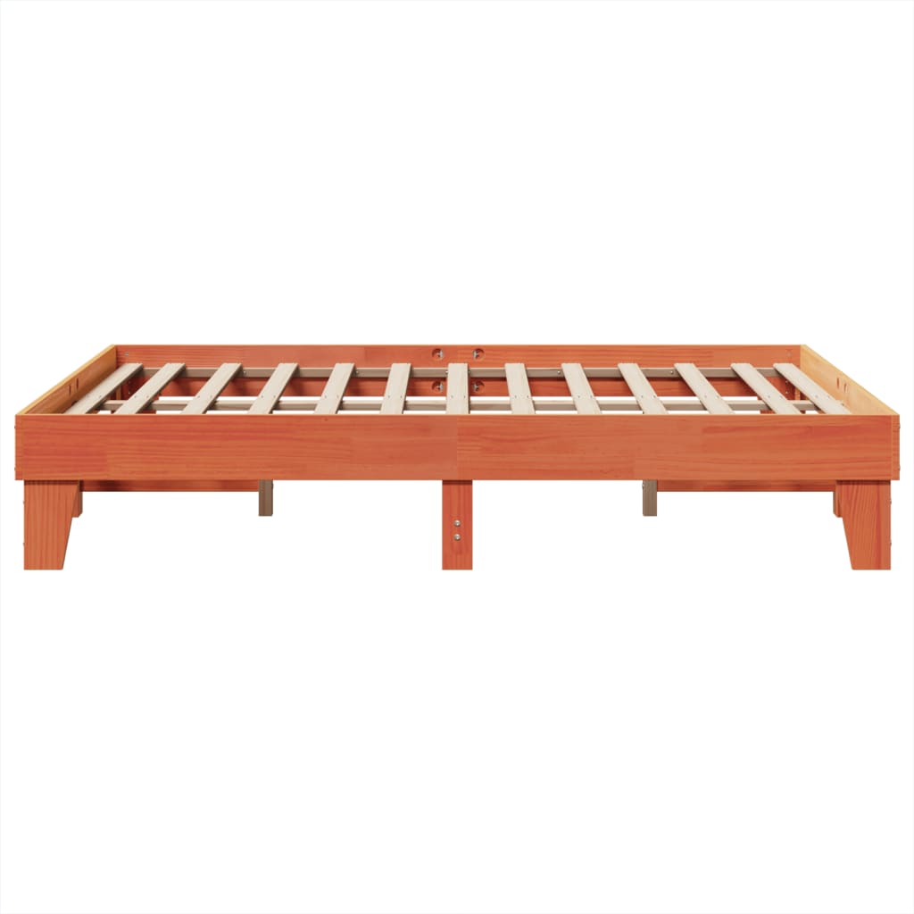 viaszbarna tömör fenyőfa ágy matrac nélkül 150 x 200 cm