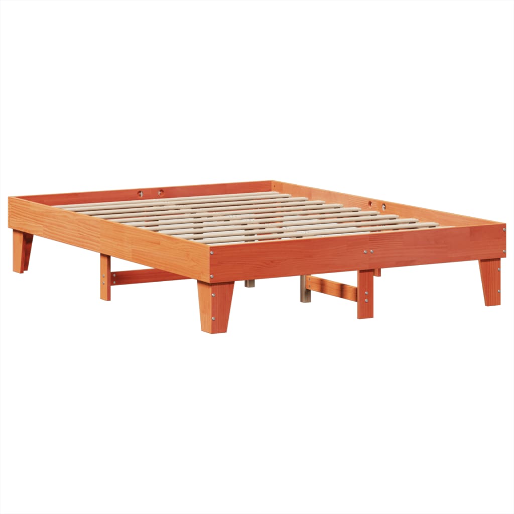 viaszbarna tömör fenyőfa ágy matrac nélkül 150 x 200 cm