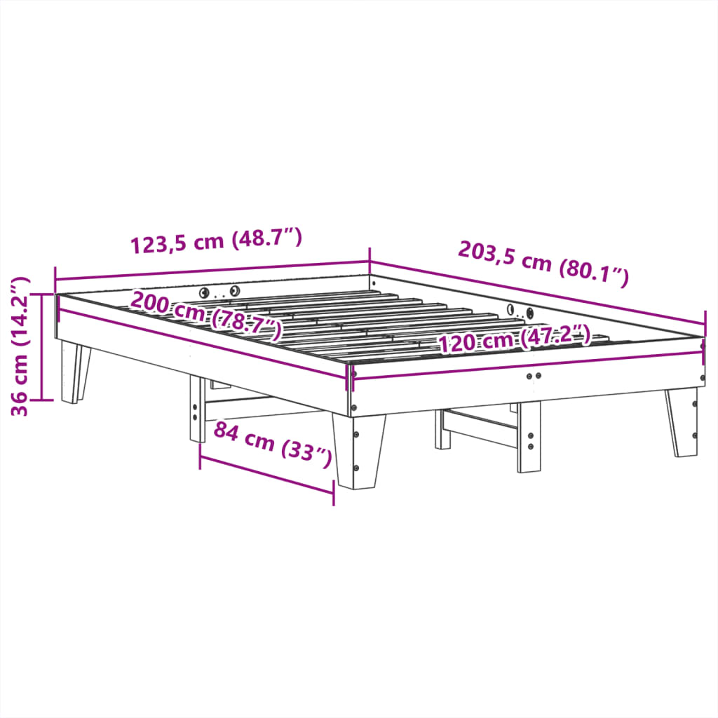 fehér tömör fenyőfa ágy matrac nélkül 120 x 200 cm