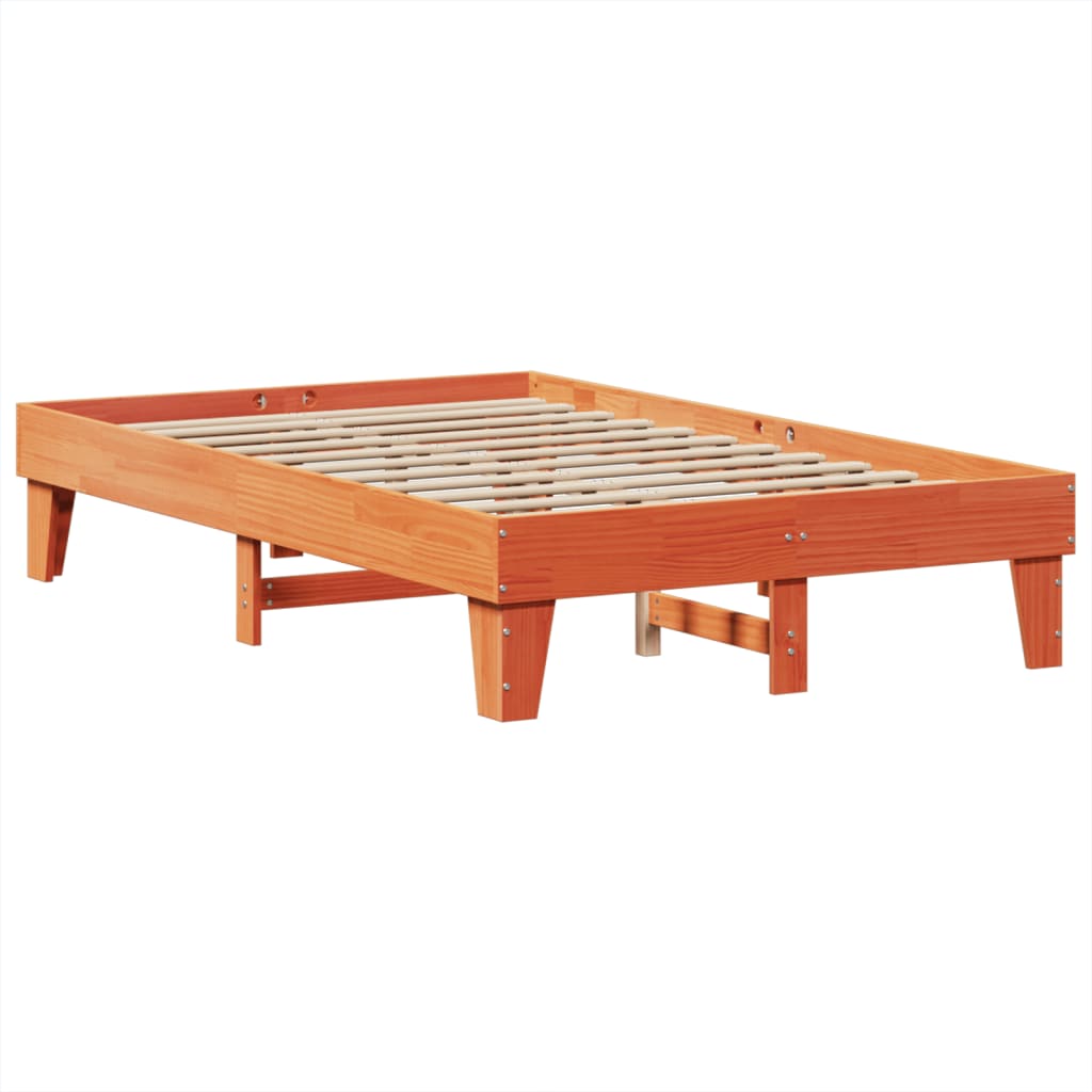 viaszbarna tömör fenyőfa ágy matrac nélkül 120 x 200 cm