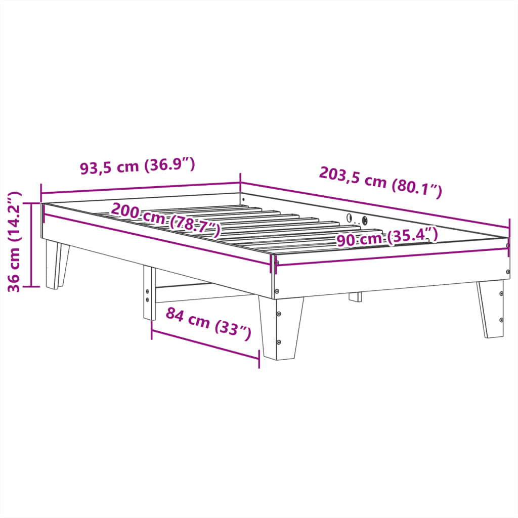 fehér tömör fenyőfa ágy matrac nélkül 90 x 200 cm