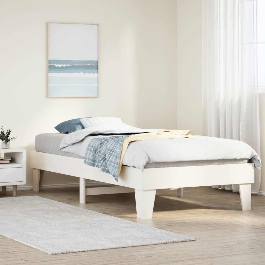 fehér tömör fenyőfa ágy matrac nélkül 90 x 200 cm
