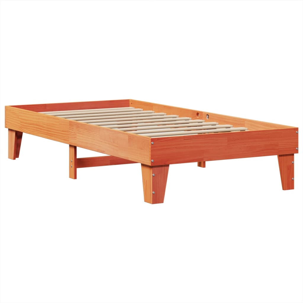 viaszbarna tömör fenyőfa ágy matrac nélkül 75 x 190 cm