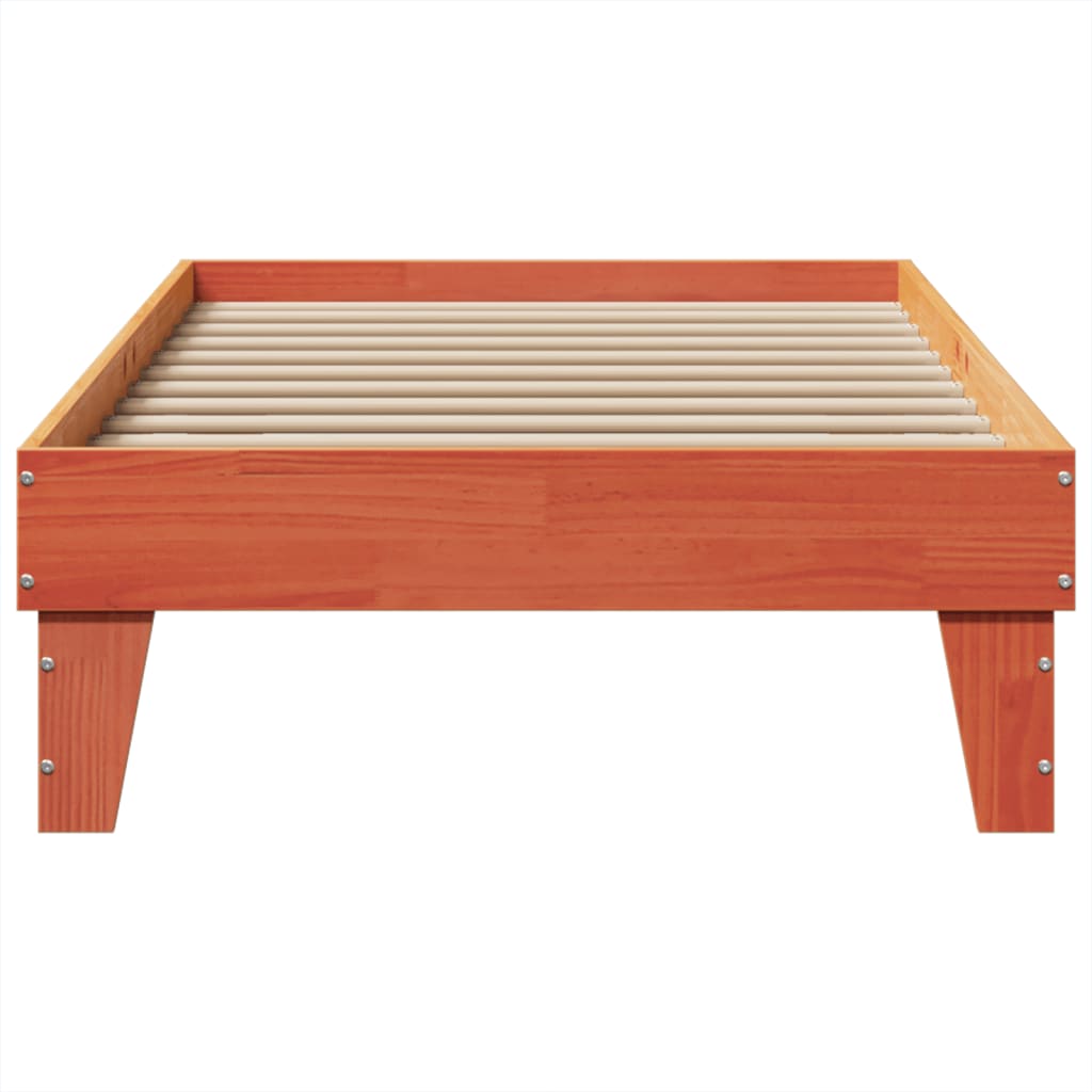 viaszbarna tömör fenyőfa ágy matrac nélkül 75 x 190 cm