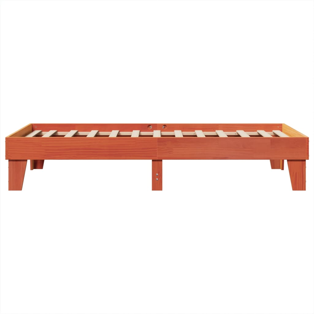 viaszbarna tömör fenyőfa ágy matrac nélkül 75 x 190 cm