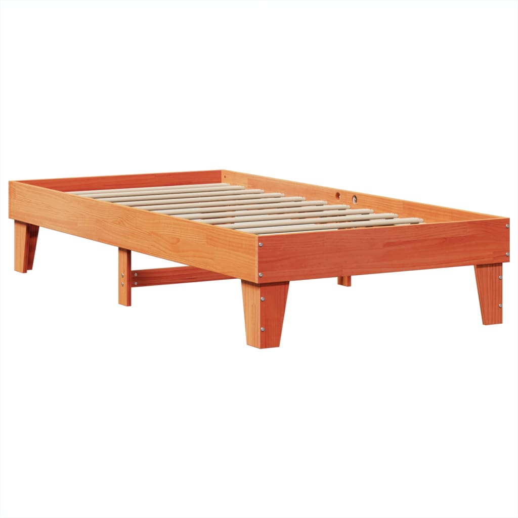 viaszbarna tömör fenyőfa ágy matrac nélkül 75 x 190 cm