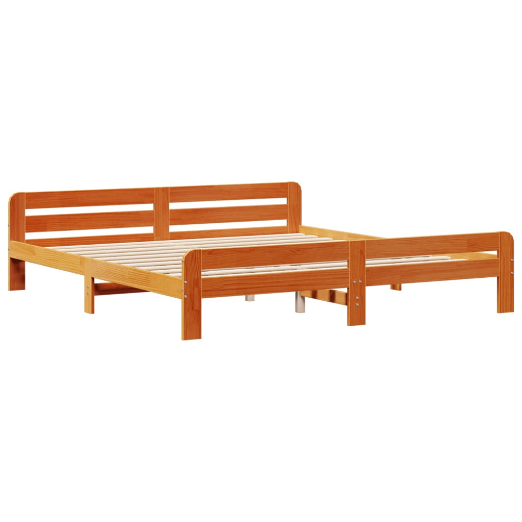 viaszbarna tömör fenyőfa ágy matrac nélkül 180 x 200 cm