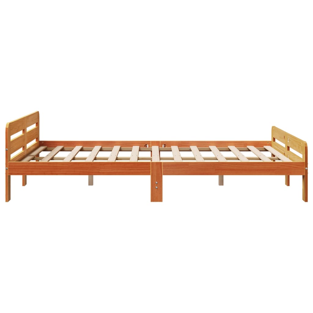 viaszbarna tömör fenyőfa ágy matrac nélkül 160 x 200 cm
