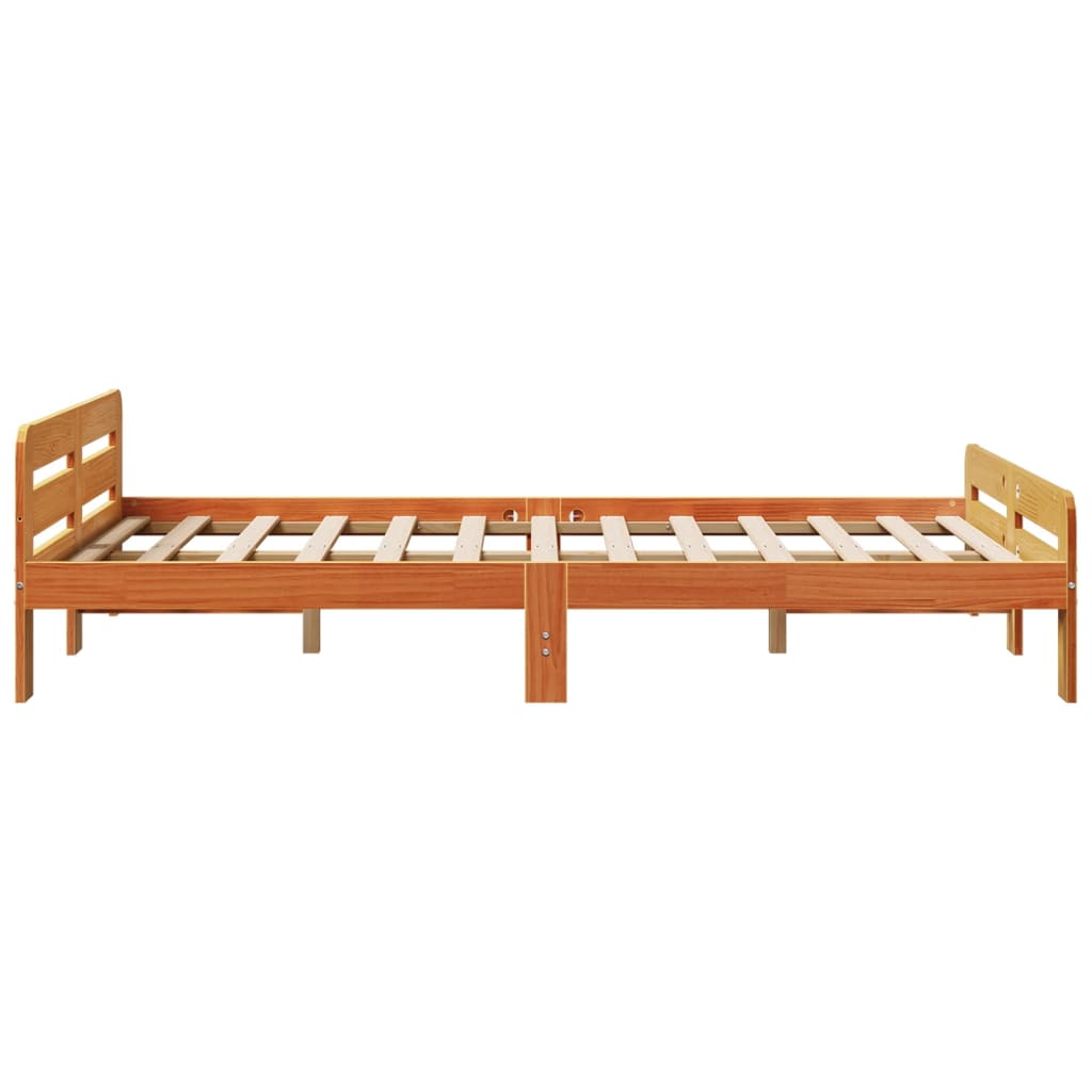 viaszbarna tömör fenyőfa ágy matrac nélkül 135 x 190 cm