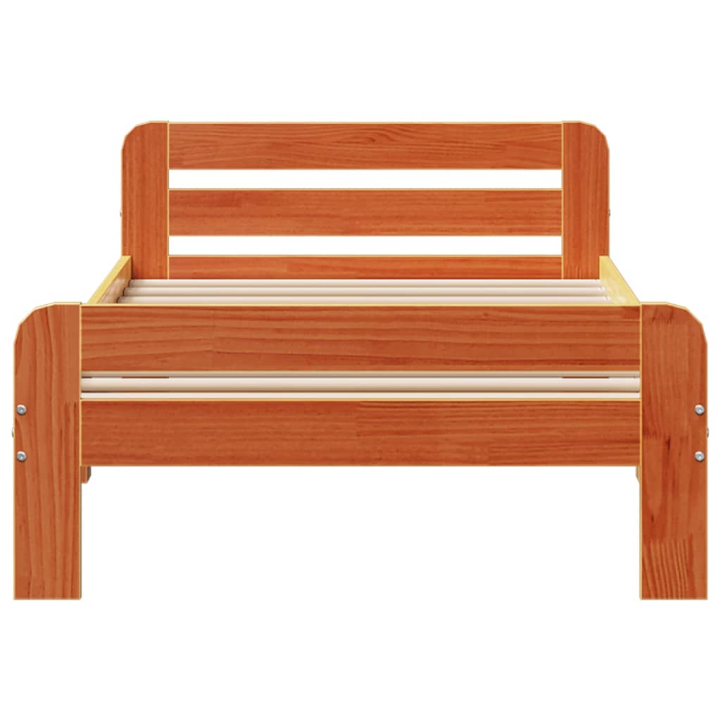 viaszbarna tömör fenyőfa ágy matrac nélkül 75 x 190 cm