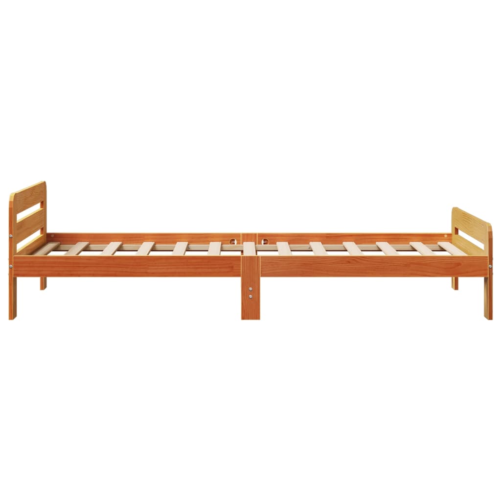 viaszbarna tömör fenyőfa ágy matrac nélkül 75 x 190 cm