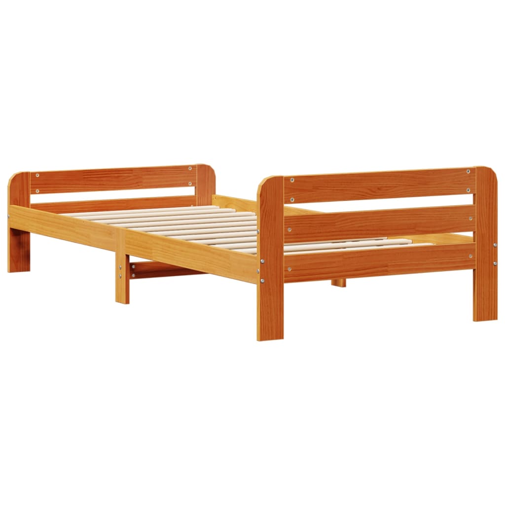 viaszbarna tömör fenyőfa ágy matrac nélkül 75 x 190 cm