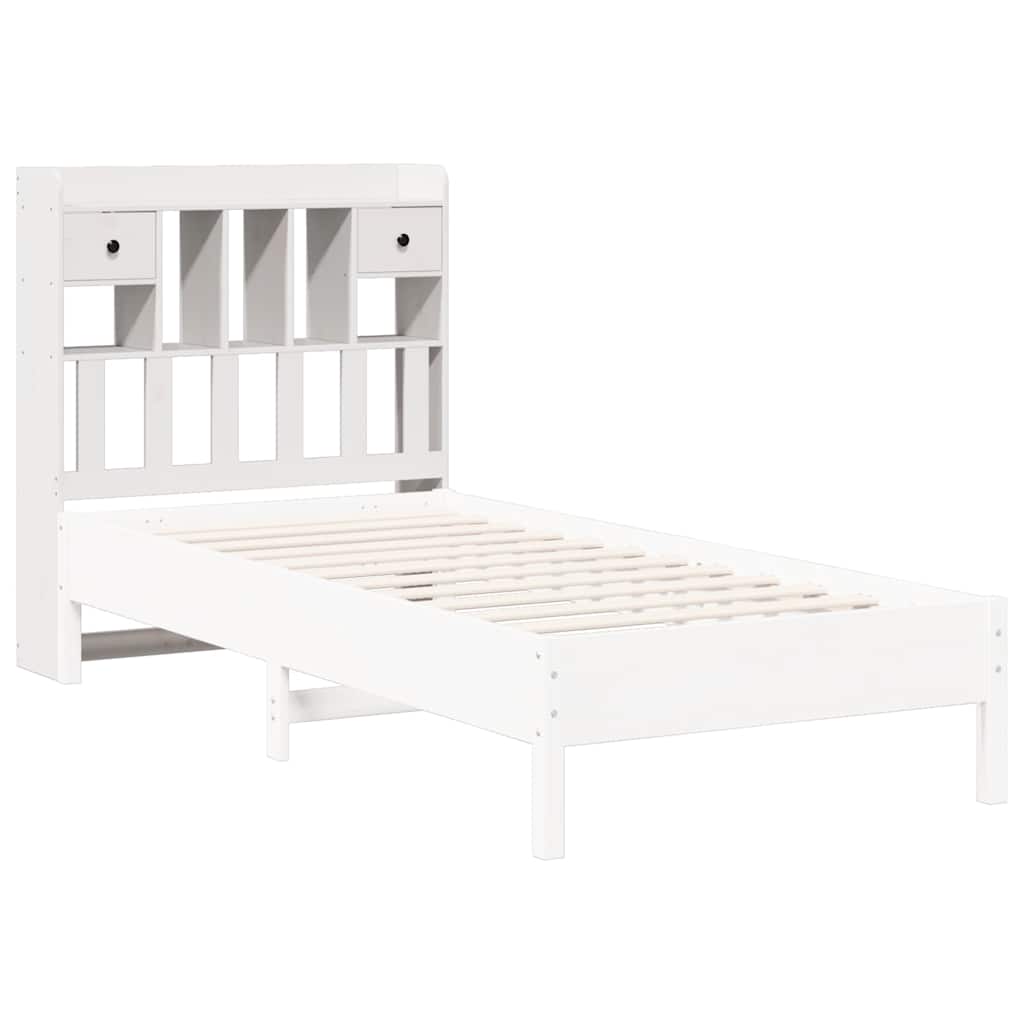 fehér tömör fenyőfa fejtámla tárolóval 90 cm