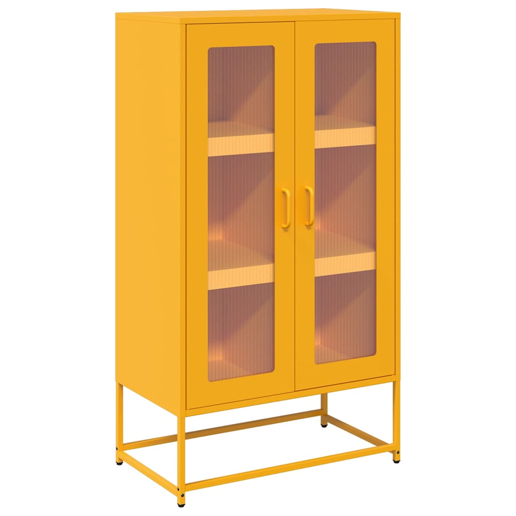 Highboard Mustársárga 68x39x123 cm Acél