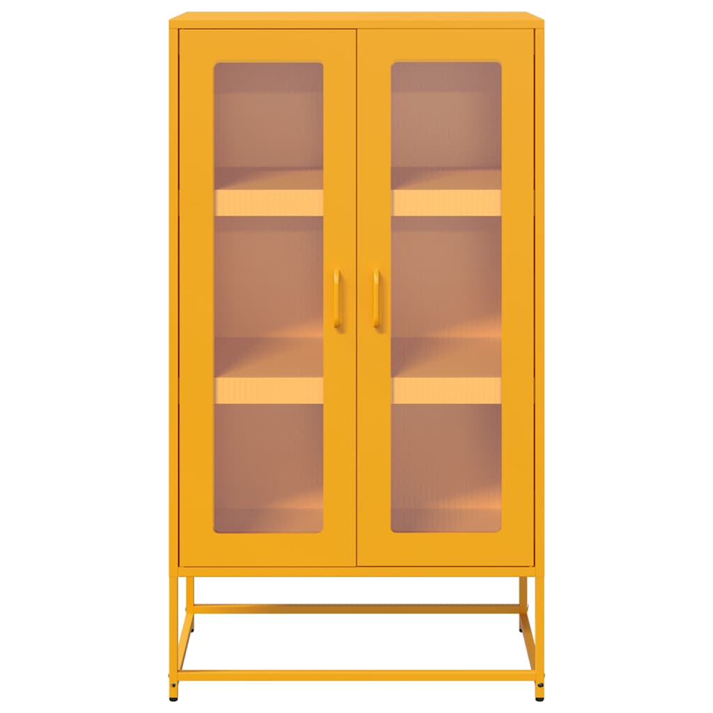 Highboard Mustársárga 68x39x123 cm Acél
