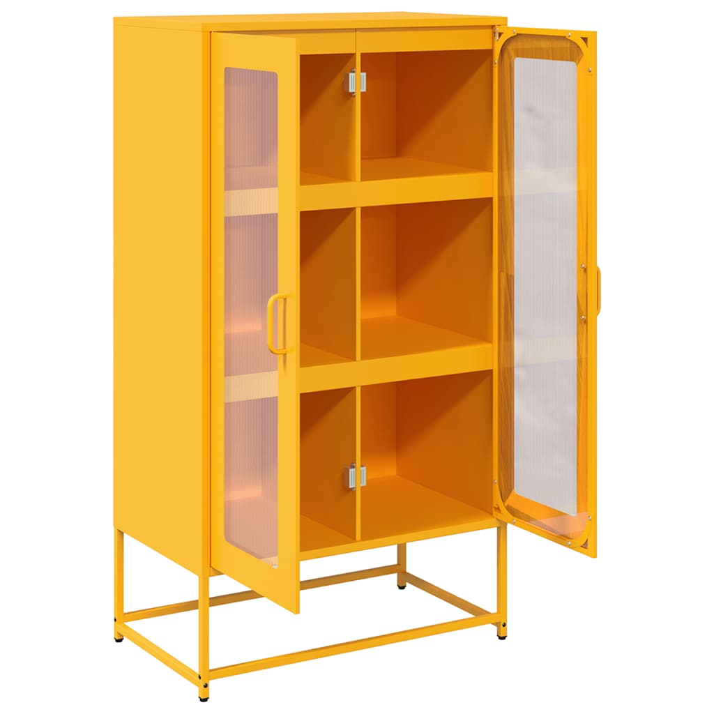 Highboard Mustársárga 68x39x123 cm Acél