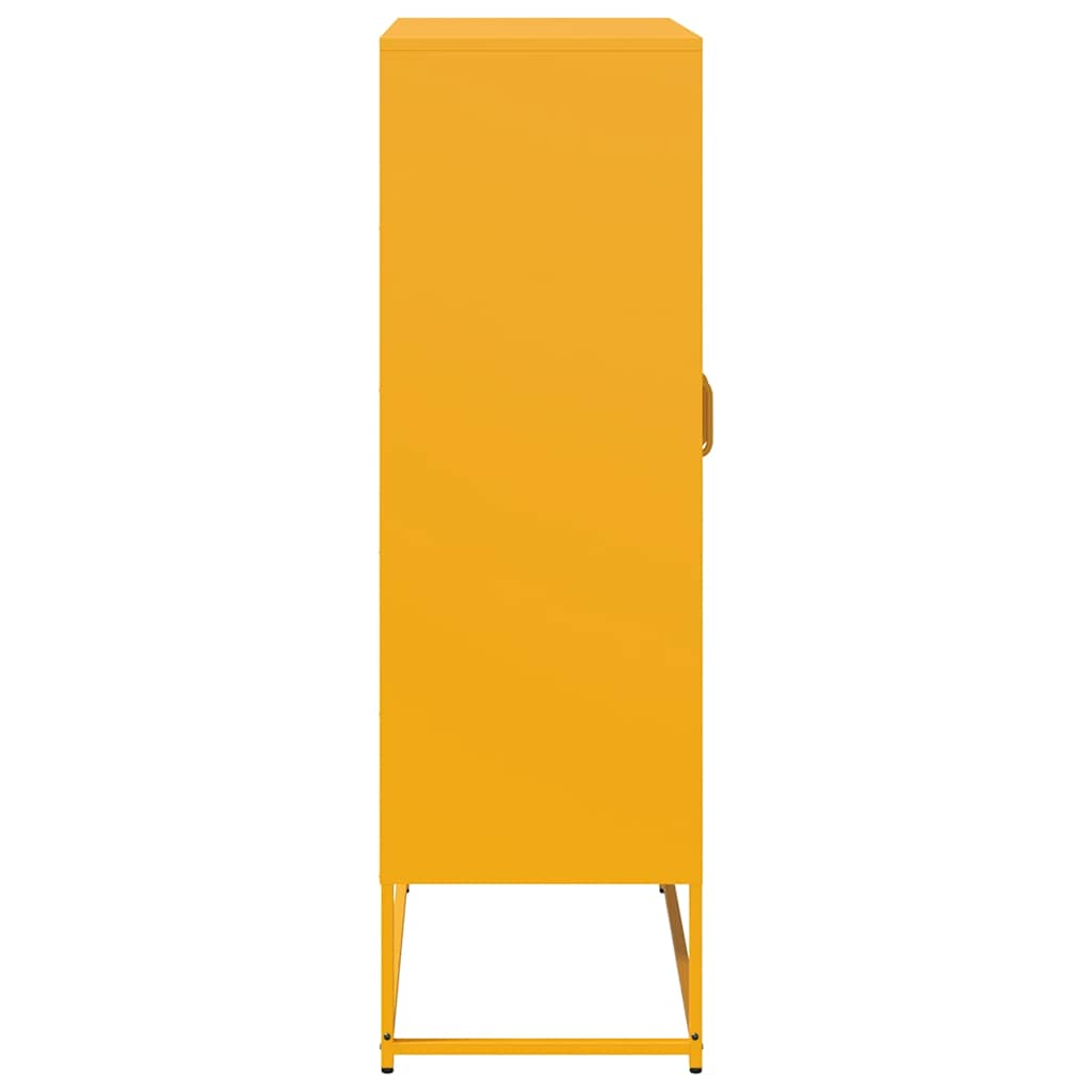 Highboard Mustársárga 68x39x123 cm Acél