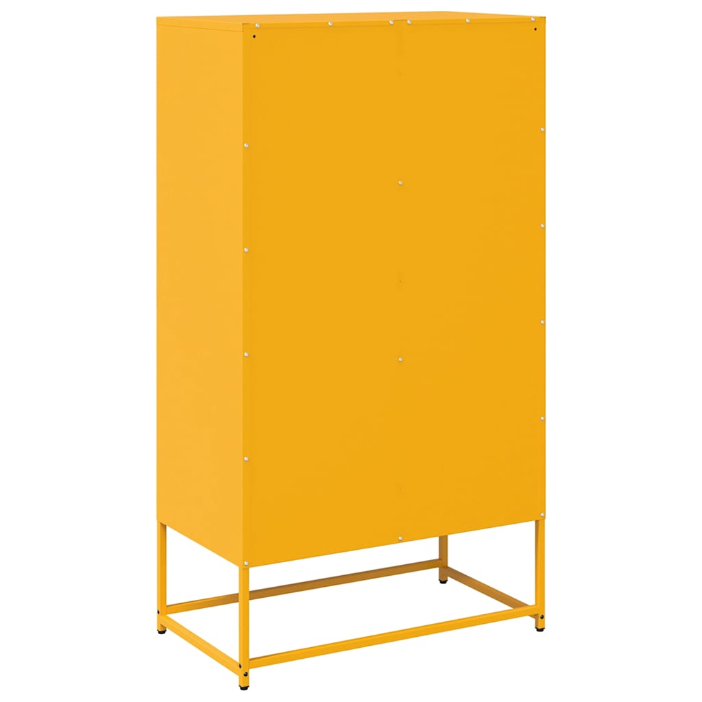 Highboard Mustársárga 68x39x123 cm Acél