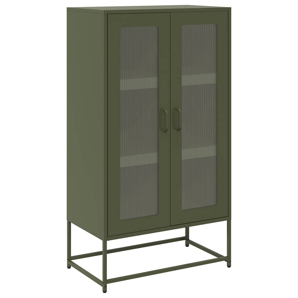 Highboard olívazöld 68x39x123 cm Acél