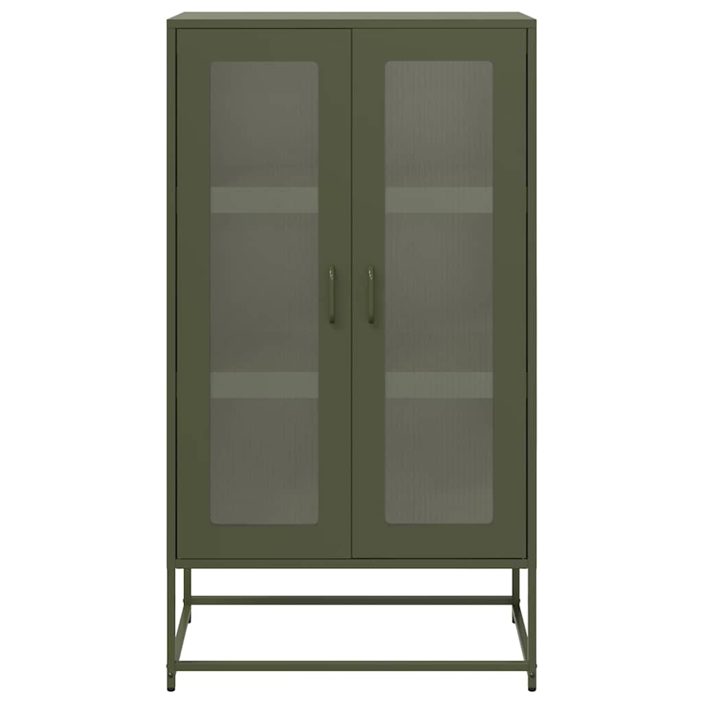 Highboard olívazöld 68x39x123 cm Acél