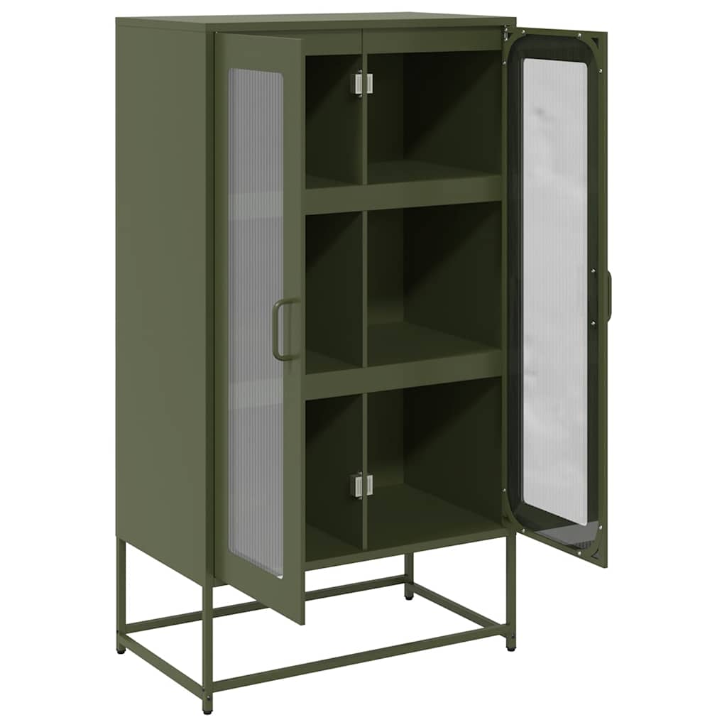 Highboard olívazöld 68x39x123 cm Acél