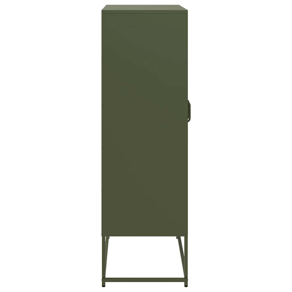 Highboard olívazöld 68x39x123 cm Acél