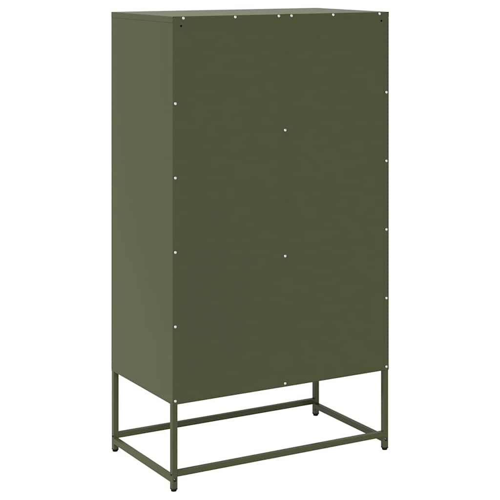 Highboard olívazöld 68x39x123 cm Acél