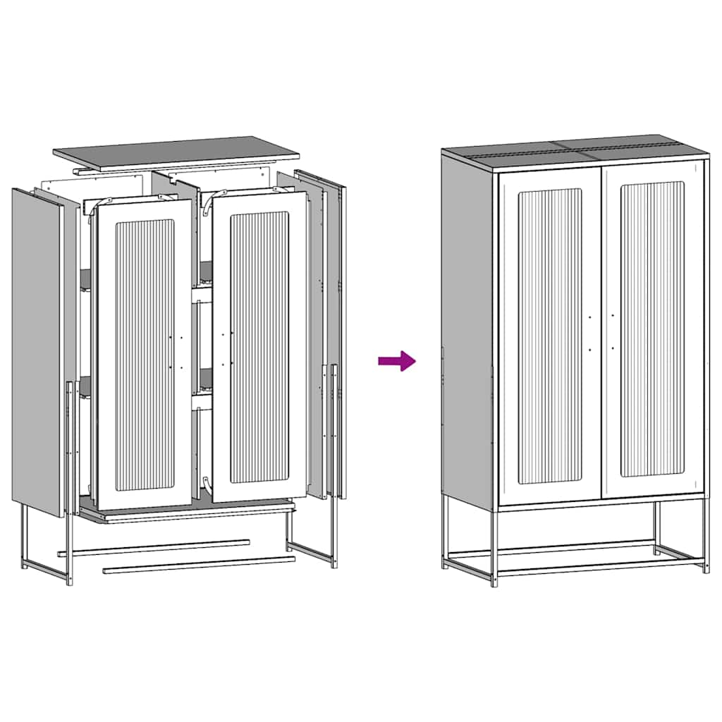 Highboard olívazöld 68x39x123 cm Acél