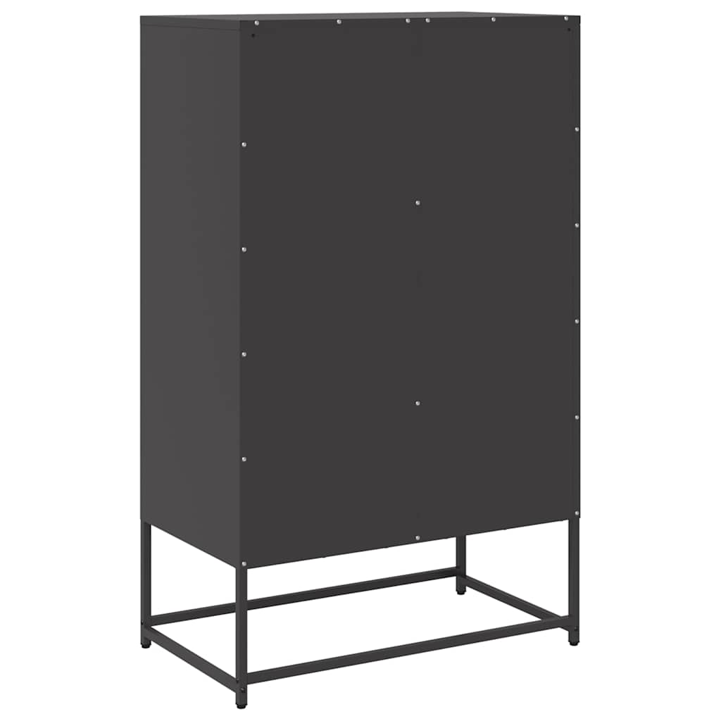 fekete acél magasszekrény 68x39x111,5 cm