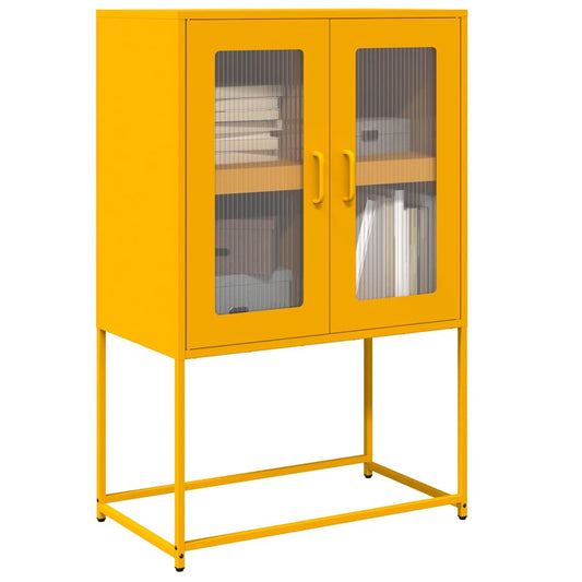 Highboard Mustársárga 68x39x107 cm Acél