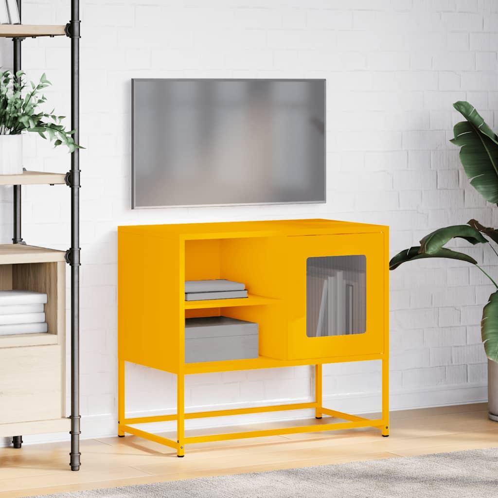 mustársárga acél TV-szekrény 68 x 39 x 60,5 cm