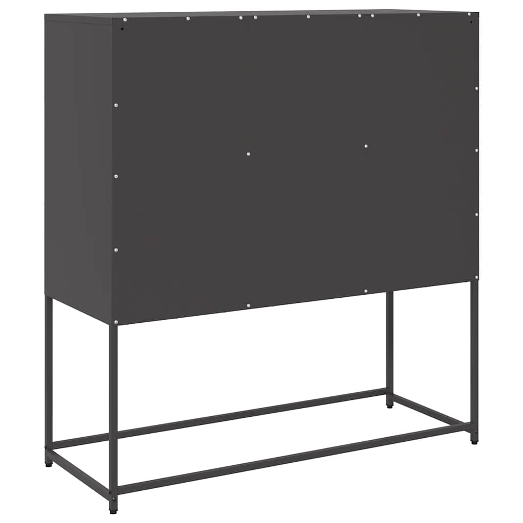 fekete hidegen hengerelt acél tálalószekrény 100,5x39x107 cm