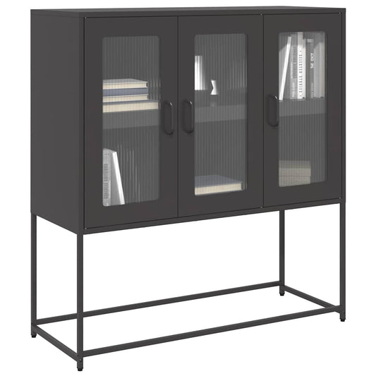 fekete hidegen hengerelt acél tálalószekrény 100,5x39x107 cm