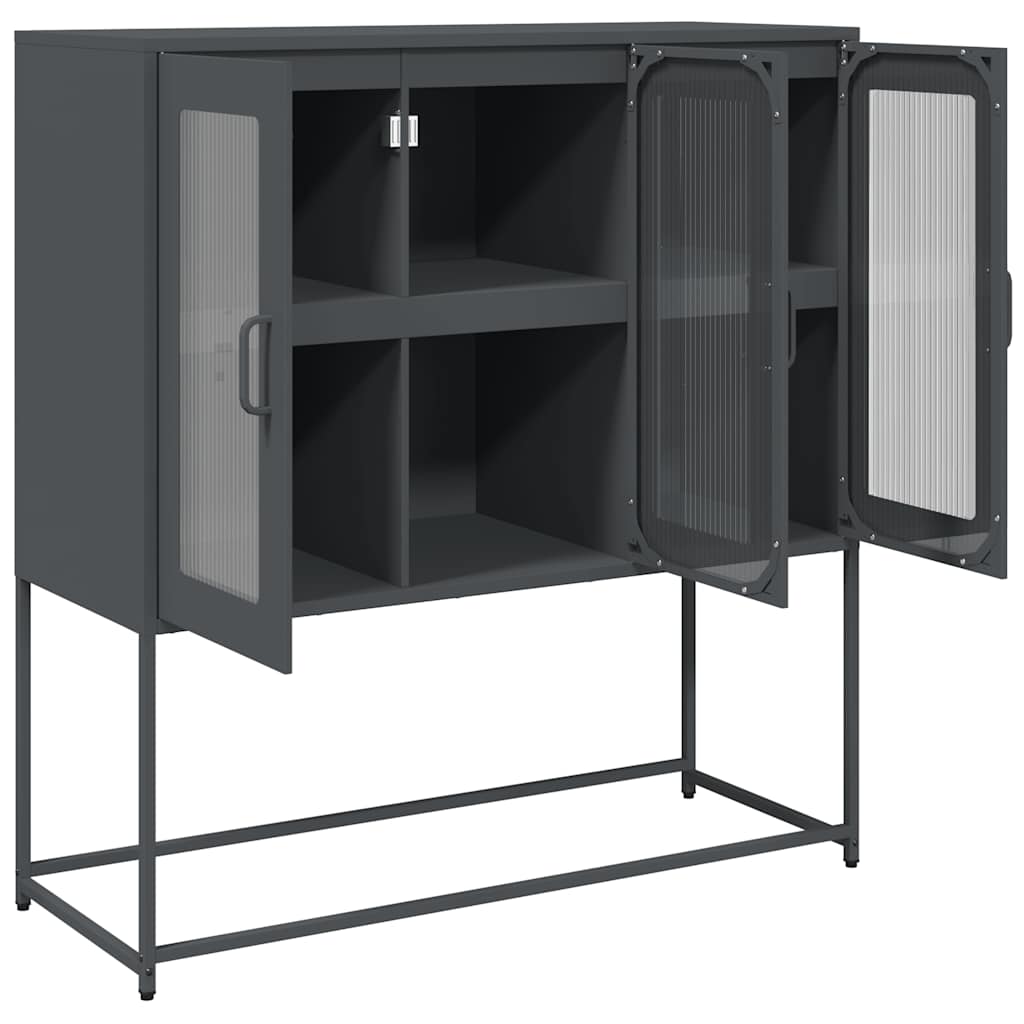 antracit hidegen hengerelt acél tálalószekrény 100,5x39x107 cm