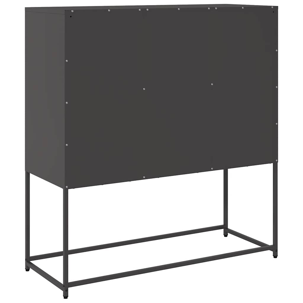 fekete hidegen hengerelt acél tálalószekrény 100,5x39x107 cm