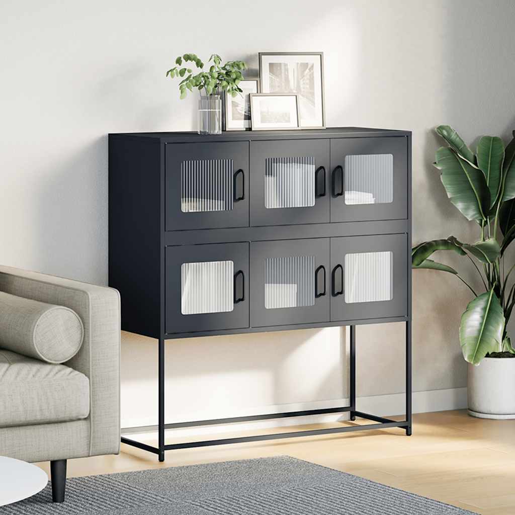 antracit hidegen hengerelt acél tálalószekrény 100,5x39x107 cm