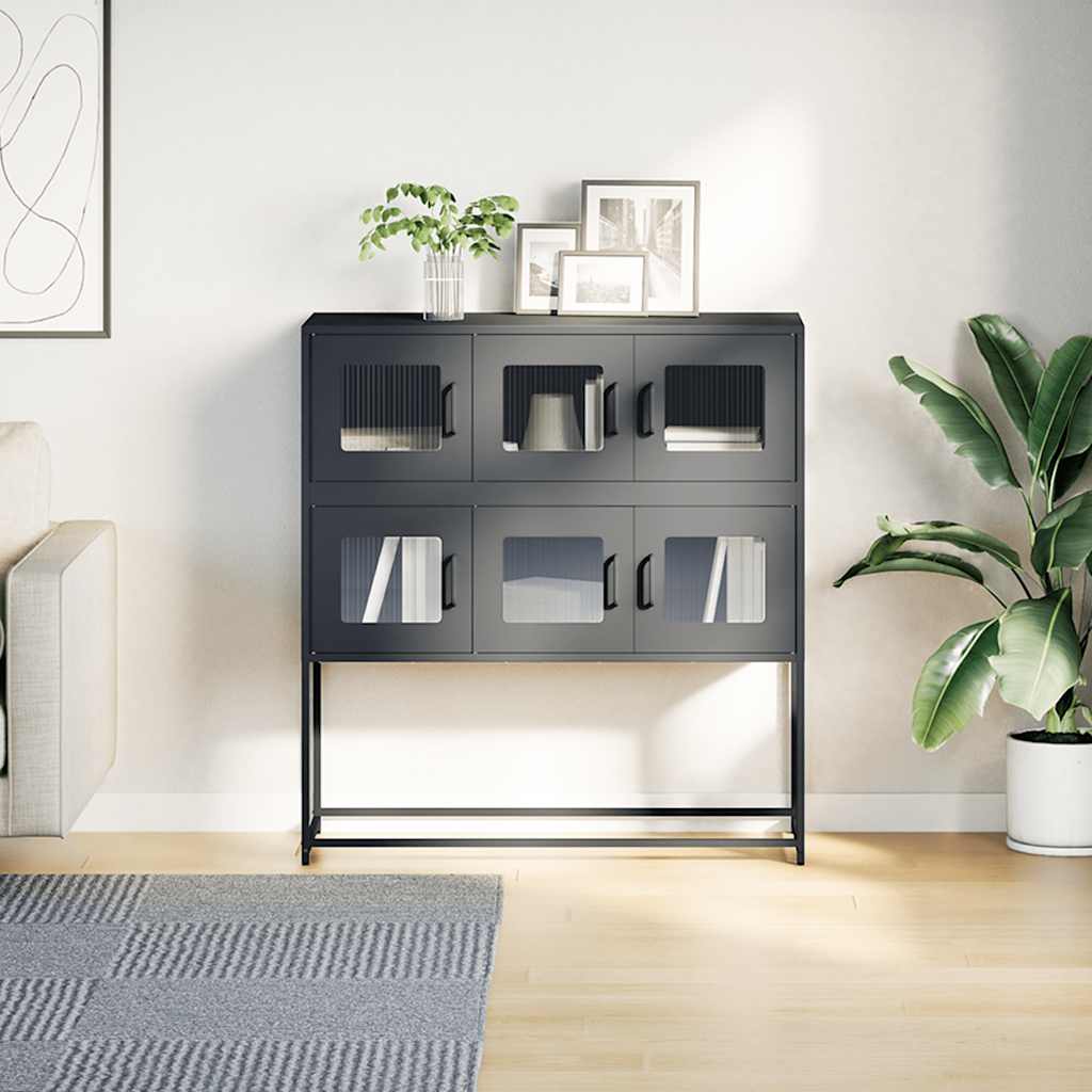 antracit hidegen hengerelt acél tálalószekrény 100,5x39x107 cm