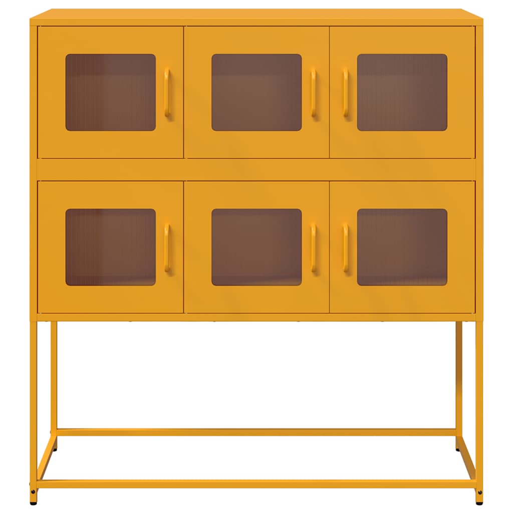 mustársárga hideghengerelt acél tálalószekrény 100,5x39x107 cm
